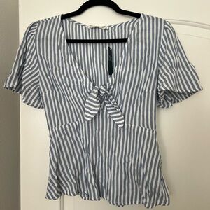Abercrombie & Fitch Blue and White Stripe Tie Front Top NWT